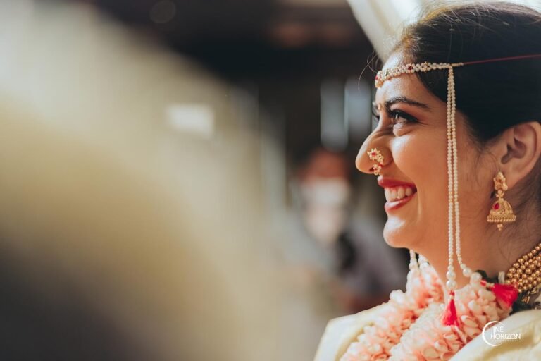 Vibrant bride highlighting her flawless smile