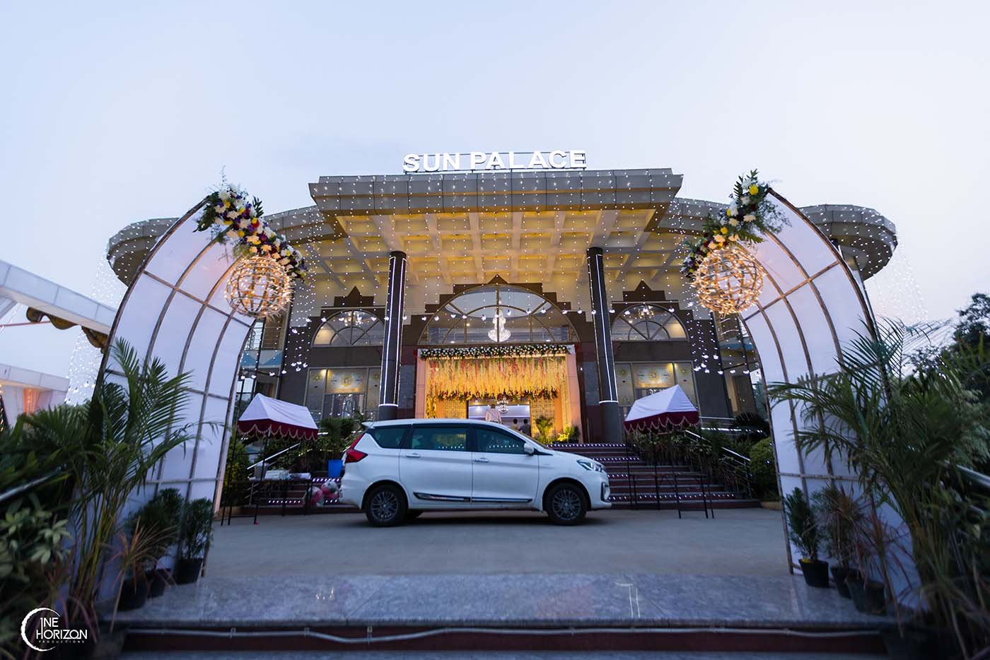 Modern décor at Sun Palace Hotel entrance for weddings