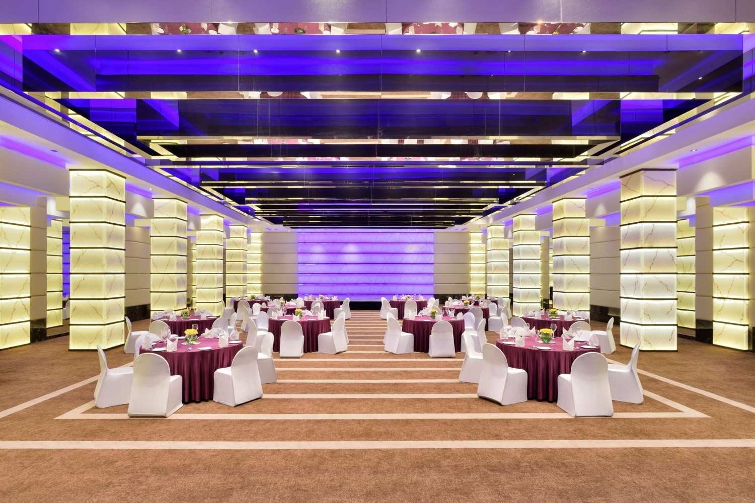 Dining arrangements at Radisson Blu Atria hotel banquet halls