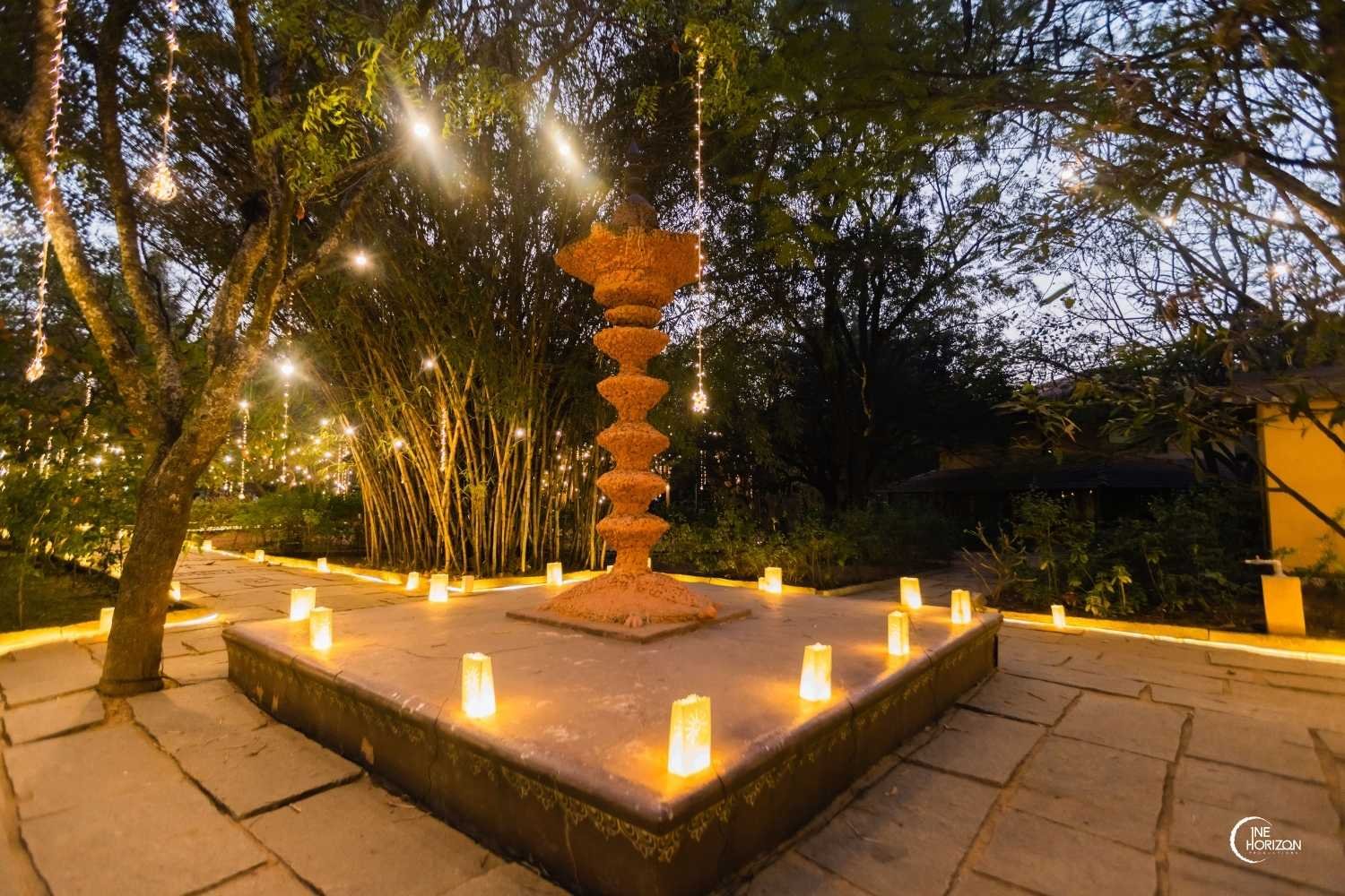 Open air wedding venue in Bangalore décor and lighting