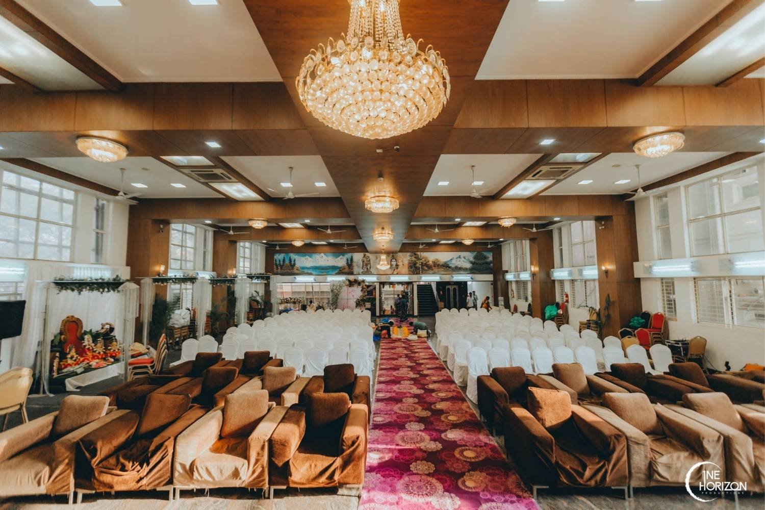Banquet hall decorations at Avadhani Convention Centre in Bangalore