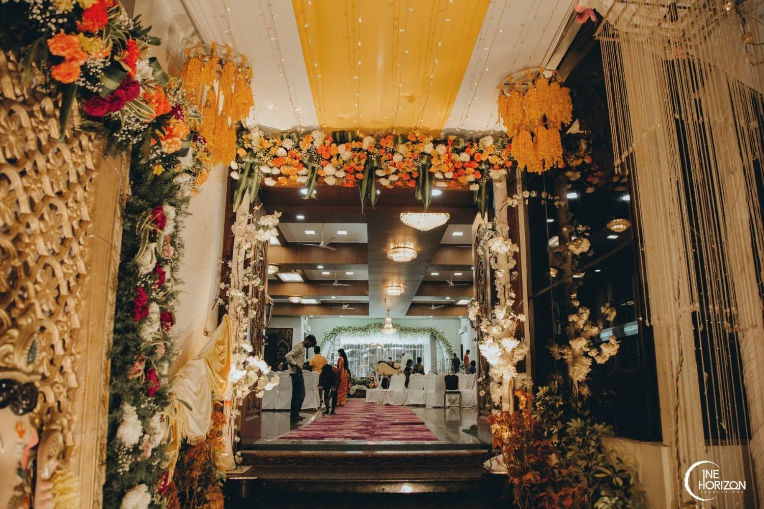 Stunning floral décor at Avadhani Convention Centre entrance