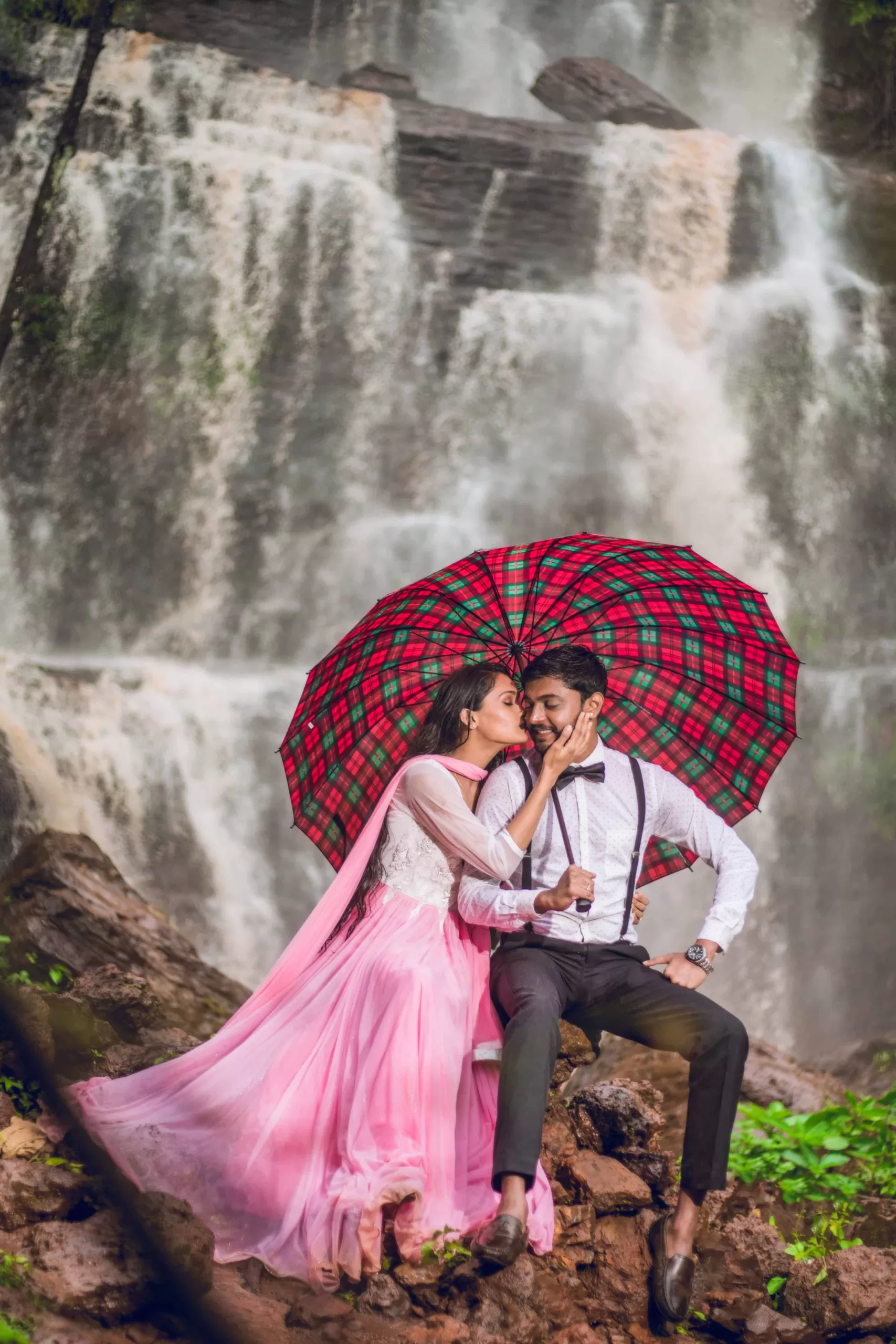 Full length of young attractive Asian couple, man wearing beige suit, woman  wearing white wedding gown standing together holding hands. Concept for pre  wedding photography Stock Photo | Adobe Stock
